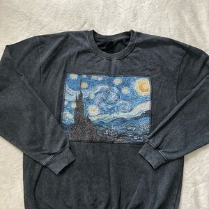 Gray Starry Night Graphic Sweater